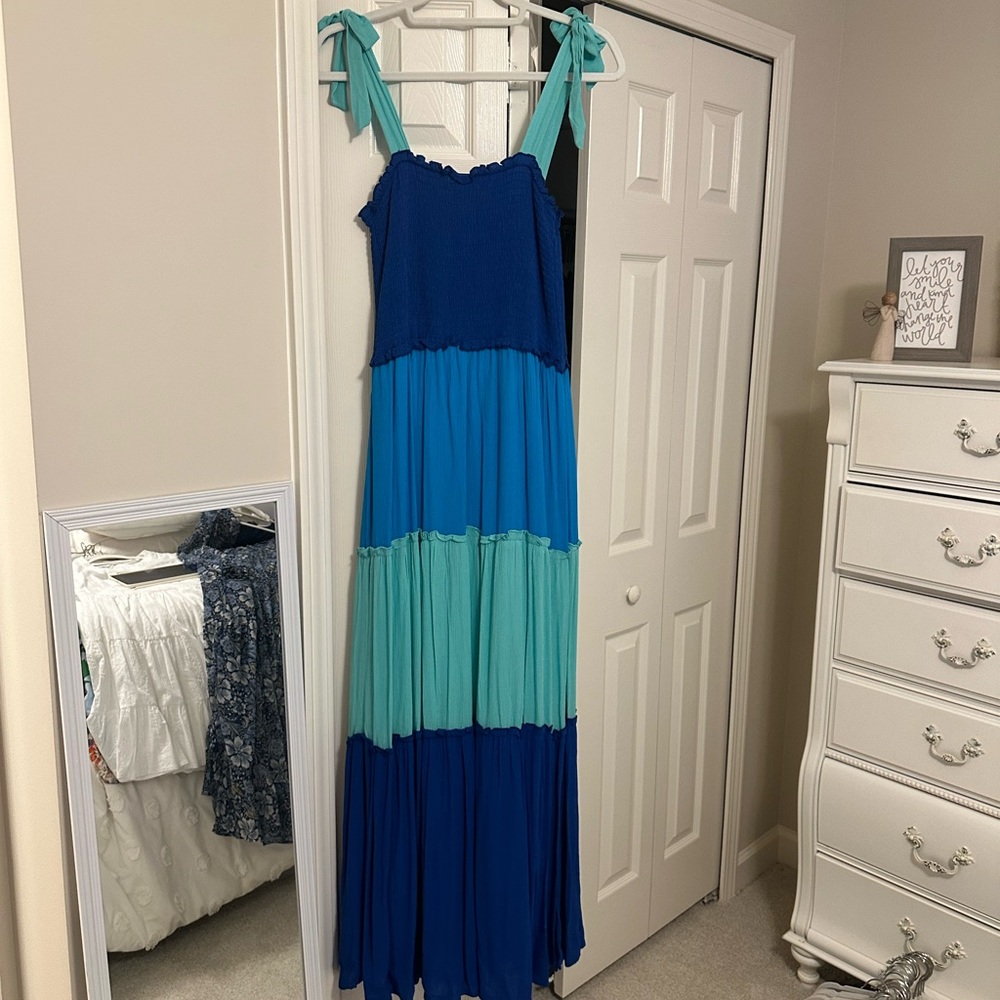Bebop Blue and Teal Maxi Dress